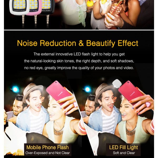 LED Selfie Flash Lamp Rechargeable Flash Fill-in Light 3.5mm Jack Plug Selfie Light LED Night Using Pocket Spotlight