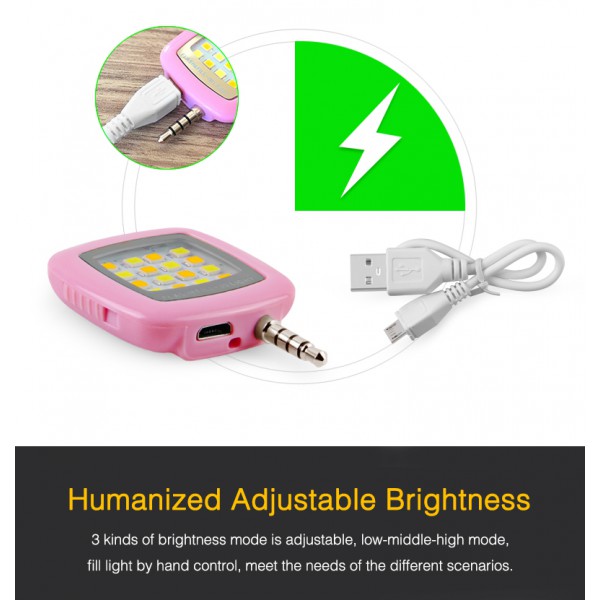 LED Selfie Flash Lamp Rechargeable Flash Fill-in Light 3.5mm Jack Plug Selfie Light LED Night Using Pocket Spotlight