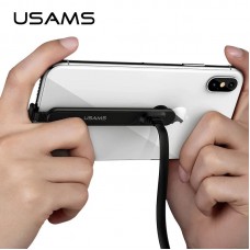USAMS 4 in 1 OTG 3.5mm Audio adapter and adjustable ring holder for phone, Dual lighting to listen charging adapter for iPhone iOS