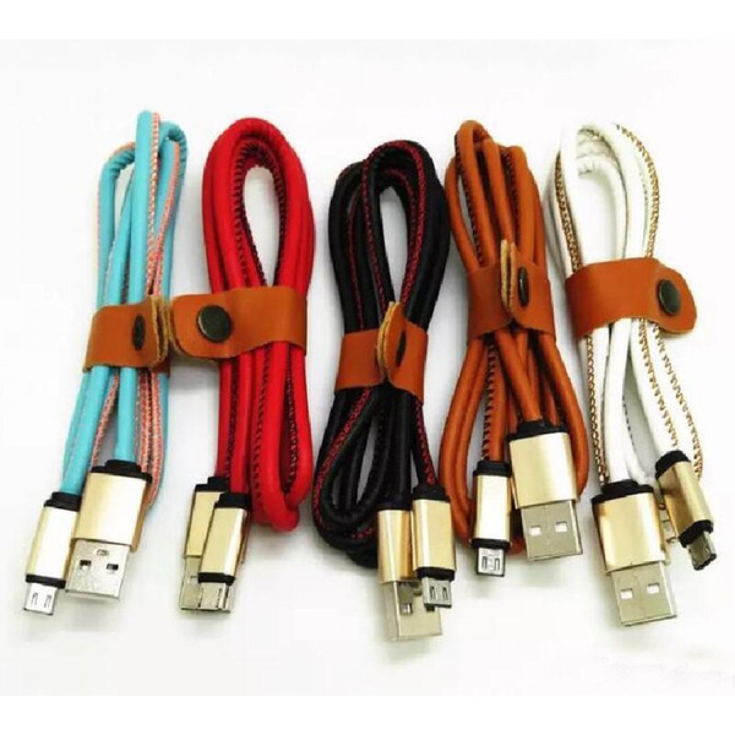 NEW Leather cable sync data charger cord for Samsung alloy head cable micro usb V8 1M 3FT