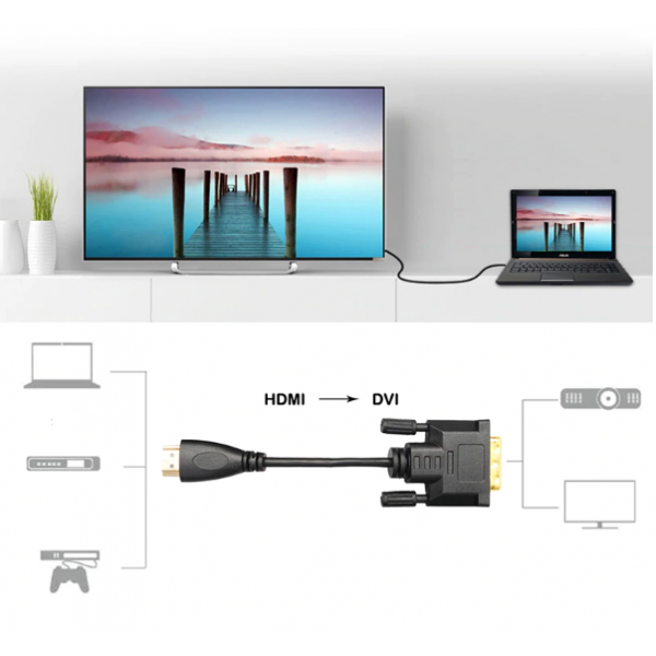 Felkin HDMI to DVI Cable HDMI to DVI DVI-D 24+1 Pin Adapter Cable 1080P 3D Video Converter HDMI Cable for LCD DVD HDTV XBOX PS3