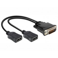 DELOCK Adapter από DMS-59 male σε 2x HDMI 19 pin female, 20cm, μαύρο