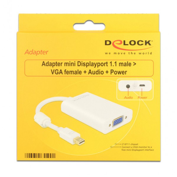DELOCK Αντάπτορας από Displayport 20 pin σε VGA/3.5mm/Micro USB, White