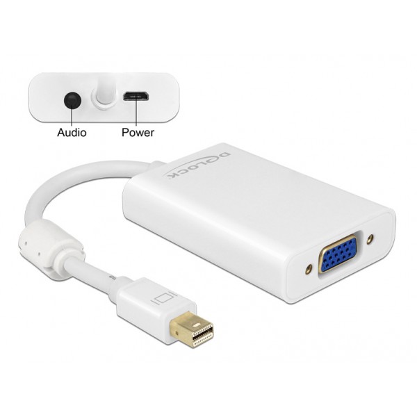 DELOCK Αντάπτορας από Displayport 20 pin σε VGA/3.5mm/Micro USB, White