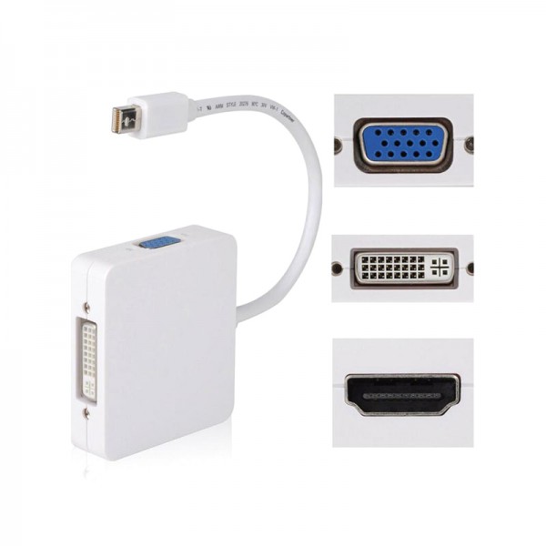 POWERTECH Adapter Mini Display Port (M) σε HDMI 1.4v/DVI/VGA (F), White
