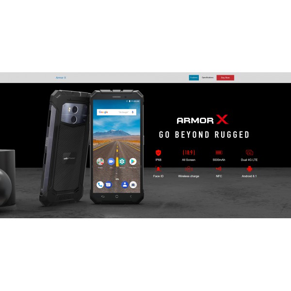 ULEFONE Smartphone Armor X, IP68, 4G, 5.5" HD+, 2/16GB, Quad Core, Black ULEFONE Smartphone Armor X, IP68, 4G, 5.5" HD+, 2/16GB, Quad Core, Black