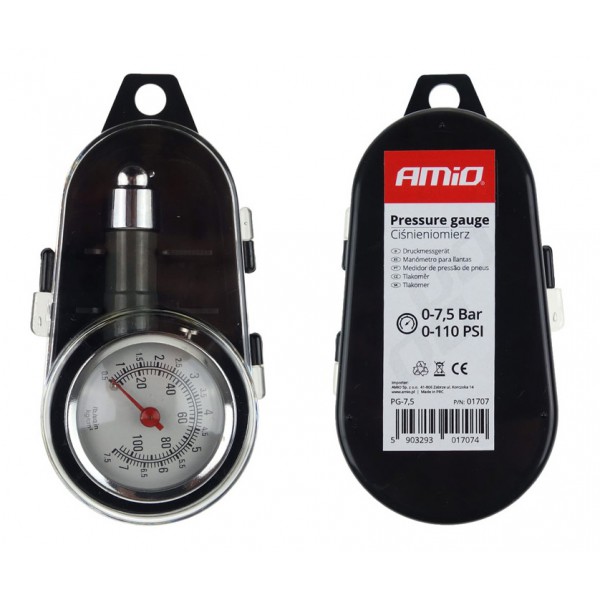 AMIO μετρητής πίεσης ελαστικών 7.5 bar 01707, με θήκη μεταφοράς