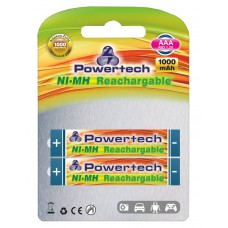 POWERTECH επαναφορτιζόμενη μπαταρία PT-159 1000mAh, AAΑ (R03), 2 τμχ