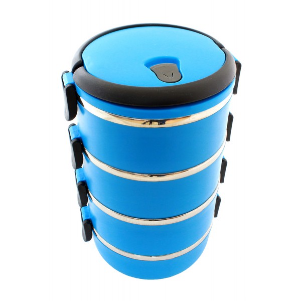 Δοχείο φαγητού AG479D με επένδυση inox, σετ 4τμχ, μπλε