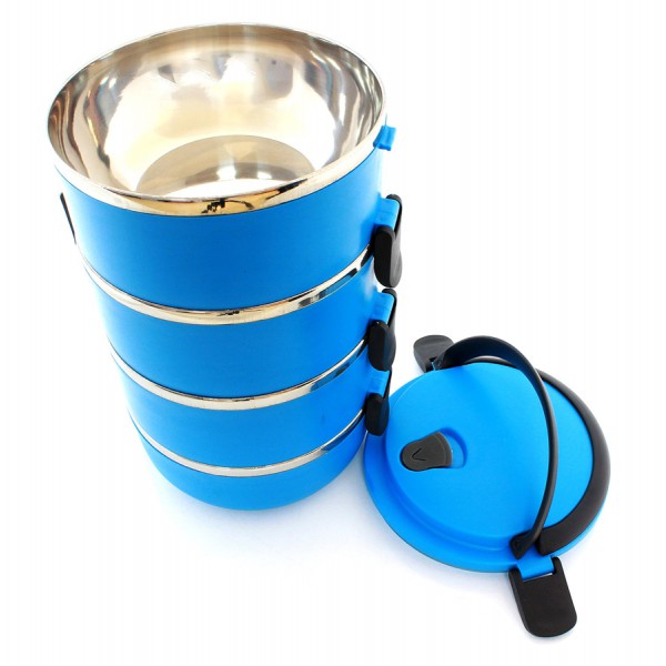 Δοχείο φαγητού AG479D με επένδυση inox, σετ 4τμχ, μπλε