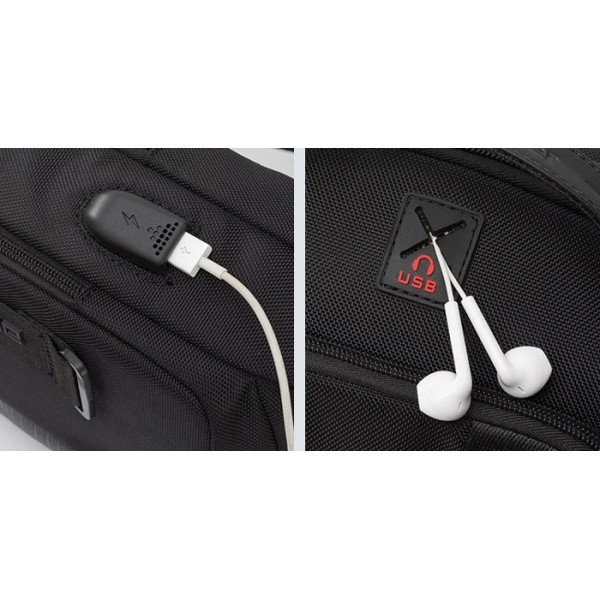 ARCTIC HUNTER Τσάντα Crossbody XB00100-BK, USB, μαύρο