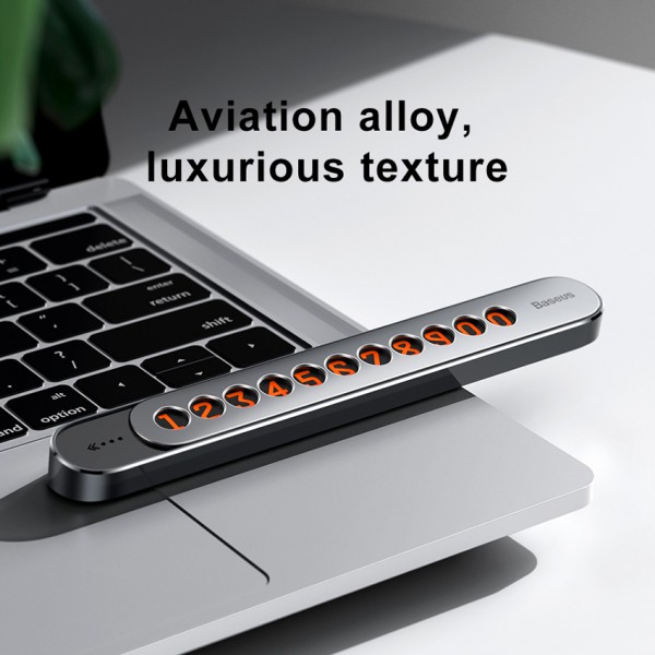 BASEUS συρόμενο panel αναγραφής τηλεφώνου ACNUM-E0S, για parking, ασημί