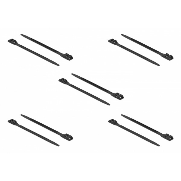 DELOCK Δεματικά καλωδίων 18887 με διπλό κούμπωμα, 190x9mm, μαύρο, 10τμχ DELOCK Δεματικά καλωδίων 18887 με διπλό κούμπωμα, 190x9mm, μαύρο, 10τμχ