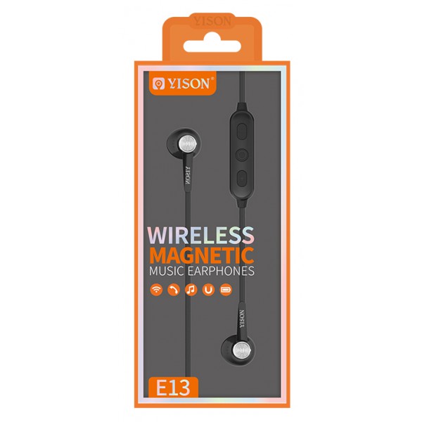 YISON Bluetooth earphones E13-BK με μικρόφωνο HD, Magnetic, 10mm, μαύρα YISON Bluetooth earphones E13-BK με μικρόφωνο HD, Magnetic, 10mm, μαύρα