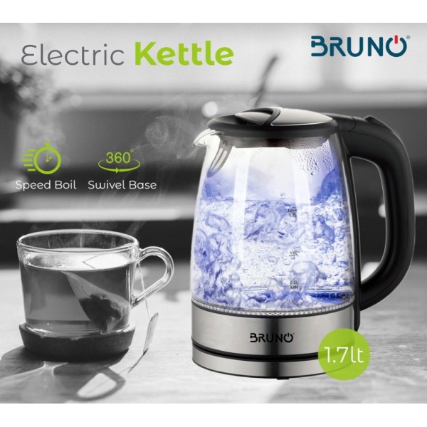 BRUNO Ηλεκτρικός βραστήρας BRN-0026, 2200w, 1.7lt, βάση 360°, LED BRUNO Ηλεκτρικός βραστήρας BRN-0026, 2200w, 1.7lt, βάση 360°, LED
