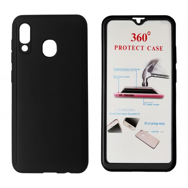 POWERTECH Θήκη Body 360° με Tempered Glass για Samsung A20, μαύρη POWERTECH Θήκη Body 360° με Tempered Glass για Samsung A20, μαύρη