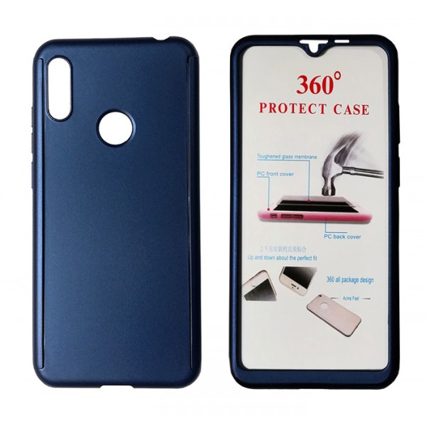 POWERTECH Θήκη Body 360° με Tempered Glass για Huawei Y6/Pro 2019, μπλε