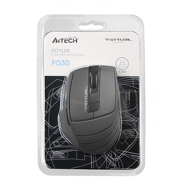 A4TECH ασύρματο ποντίκι FG30 Fstyler series, 2000DPI, 6 πλήκτρα, γκρι A4TECH ασύρματο ποντίκι FG30 Fstyler series, 2000DPI, 6 πλήκτρα, γκρι