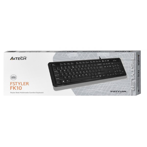 A4TECH ενσύρματο πληκτρολόγιο FK10 Fstyler series, ΕΝ/GR, μαύρο A4TECH ενσύρματο πληκτρολόγιο FK10 Fstyler series, ΕΝ/GR, μαύρο