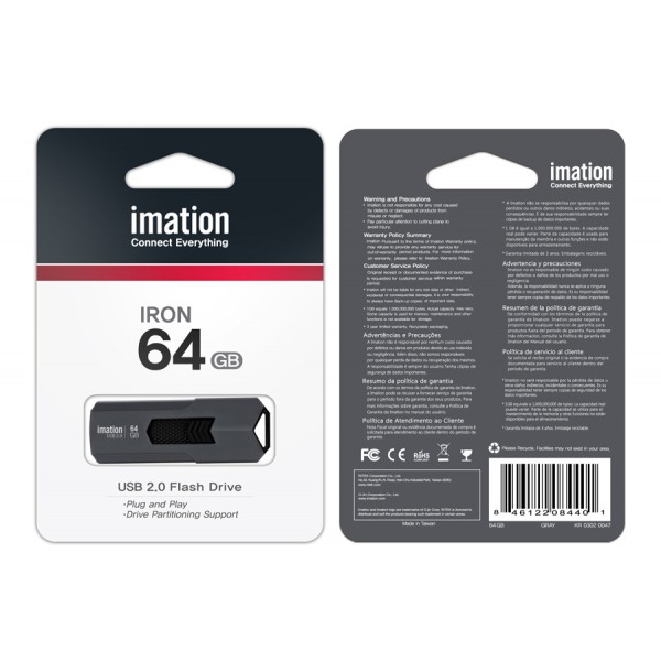 IMATION USB Flash Drive Iron KR03020047, 64GB, USB 2.0, γκρι