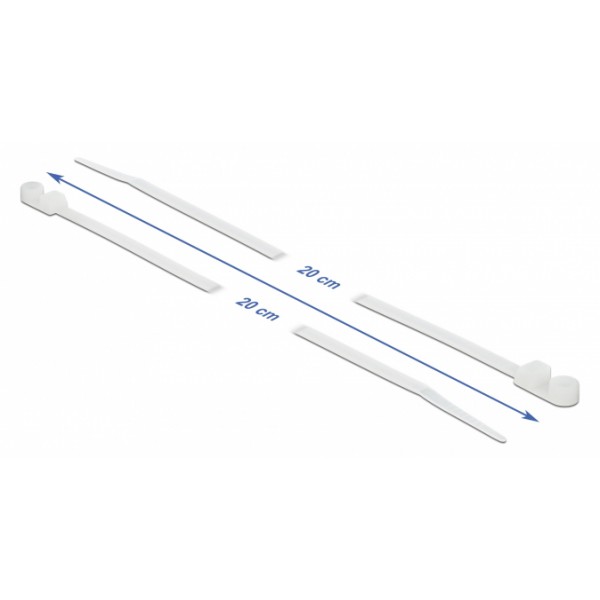 DELOCK Δεματικά καλωδίων 18945 με οπή στερέωσης, 200x4.8mm, λευκά, 10τμχ DELOCK Δεματικά καλωδίων 18945 με οπή στερέωσης, 200x4.8mm, λευκά, 10τμχ