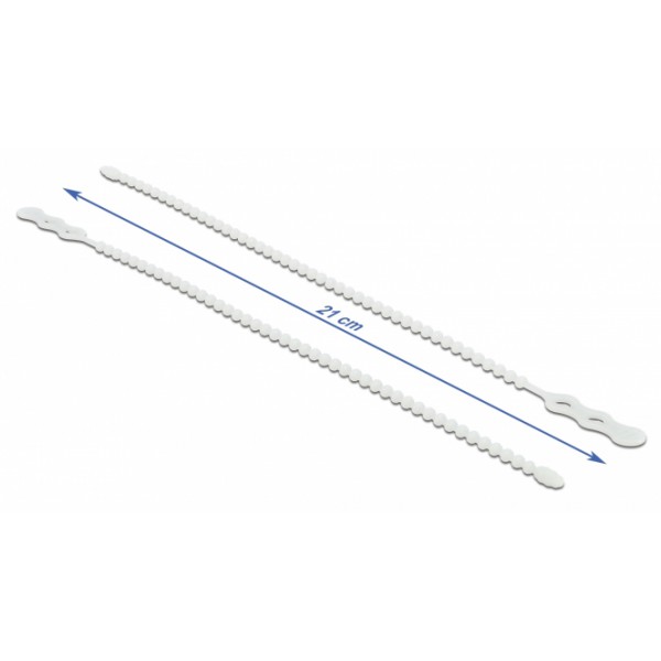 DELOCK reusable δεματικά καλωδίων 18962, 210x4.5mm, λευκά, 10τμχ
