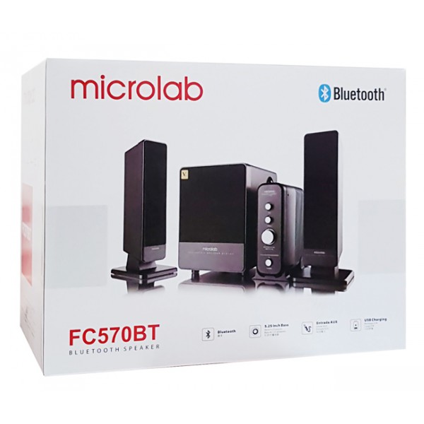 MICROLAB ηχεία FC570BT, 2.1ch, 30W & 2x 15W, Bluetooth/AUX, μαύρα MICROLAB ηχεία FC570BT, 2.1ch, 30W & 2x 15W, Bluetooth/AUX, μαύρα