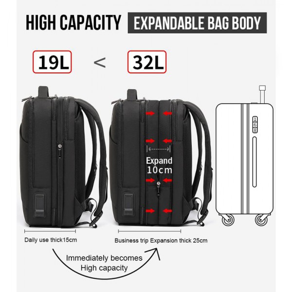 ARCTIC HUNTER τσάντα πλάτης B00345-BK με θήκη laptop 15.6", USB, μαύρη ARCTIC HUNTER τσάντα πλάτης B00345-BK με θήκη laptop 15.6", USB, μαύρη