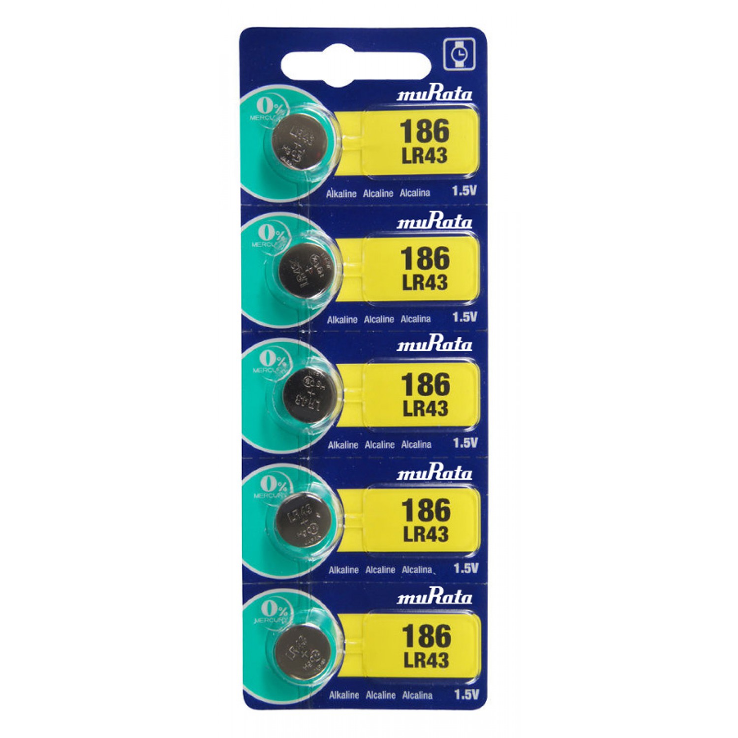 MURATA Αλκαλικές μπαταρίες LR43 MR-LR43, 1.5V, 5τμχ MURATA Αλκαλικές μπαταρίες LR43 MR-LR43, 1.5V, 5τμχ