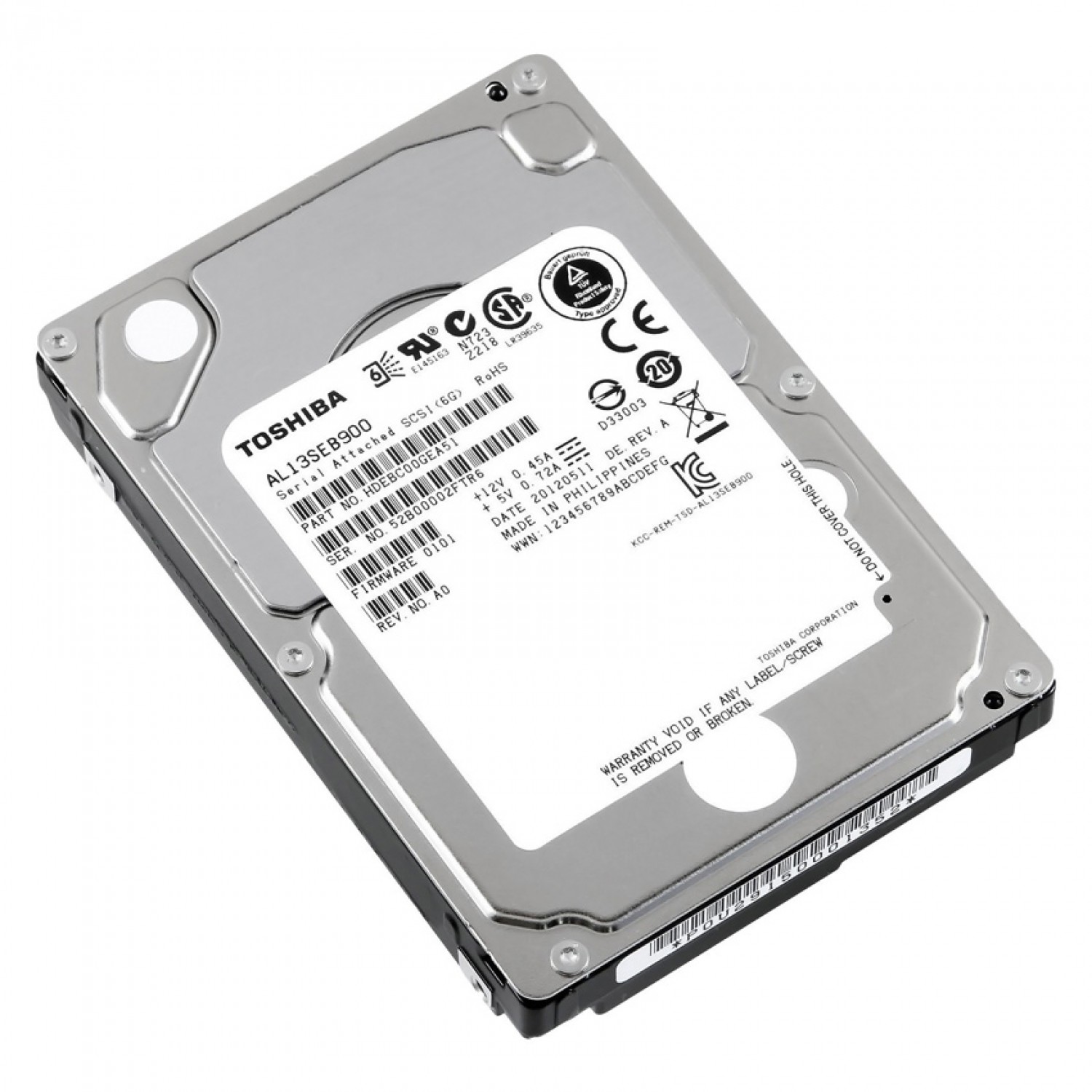 TOSHIBA used SAS HDD AL13SEB900, 900GB, 10K RPM, 2.5"