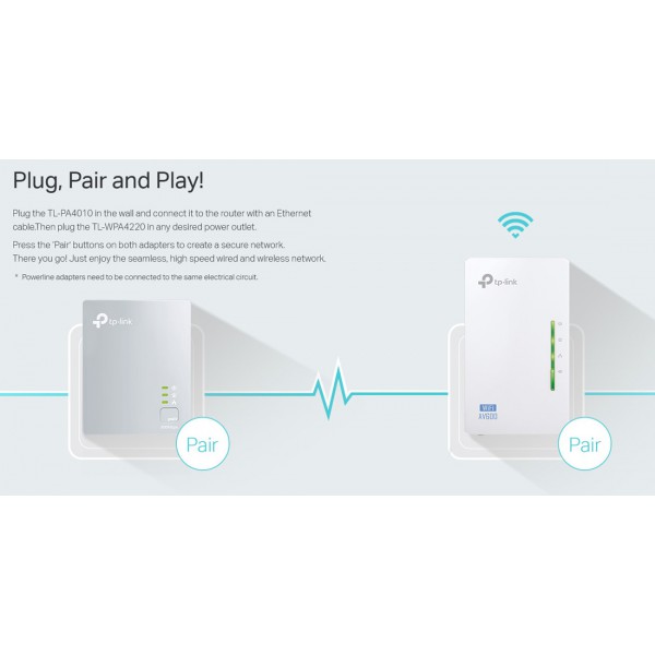 TP-LINK Wi-Fi AV600 Powerline Extender Kit TL-WPA4220, 300Mbps, Ver. 4.0 TP-LINK Wi-Fi AV600 Powerline Extender Kit TL-WPA4220, 300Mbps, Ver. 4.0