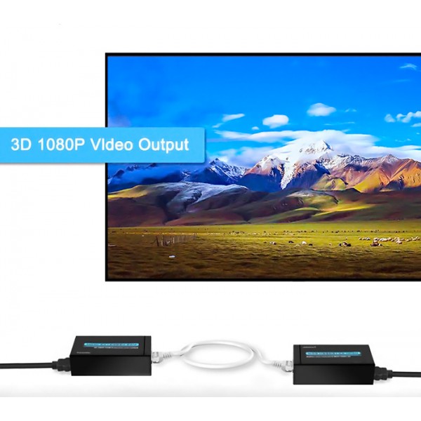 POWERTECH HDMI Video Extender CAB-H115, UTP cat5/6e έως 60m, Full HD, 3D