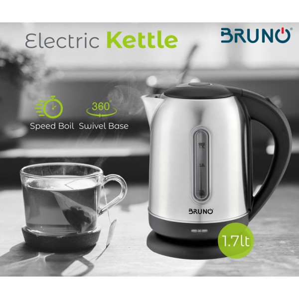 BRUNO Ηλεκτρικός βραστήρας BRN-0029, 2200W, 1.7lt, βάση 360° BRUNO Ηλεκτρικός βραστήρας BRN-0029, 2200W, 1.7lt, βάση 360°