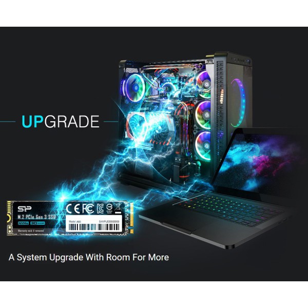 SILICON POWER SSD PCIe Gen3x4 P34A60 M.2 2280, 1TB, 2.200-1.600MB/s SILICON POWER SSD PCIe Gen3x4 P34A60 M.2 2280, 1TB, 2.200-1.600MB/s