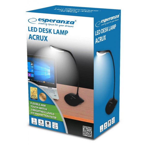 ESPERANZA Φωτιστικό γραφείου Acrux ELD103K, 3W, 14 LED, μαύρο ESPERANZA Φωτιστικό γραφείου Acrux ELD103K, 3W, 14 LED, μαύρο