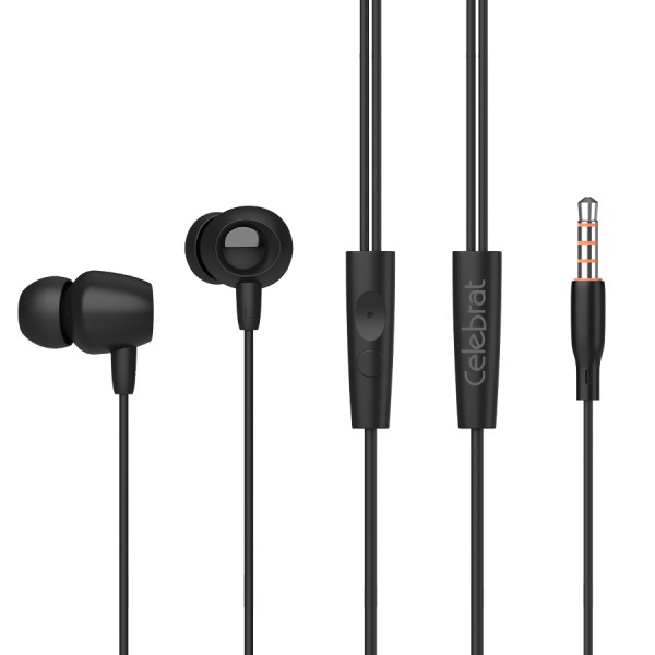 CELEBRAT Earphones Fly 1 με μικρόφωνο, 10mm, 3.5mm, 1.2m, μαύρα