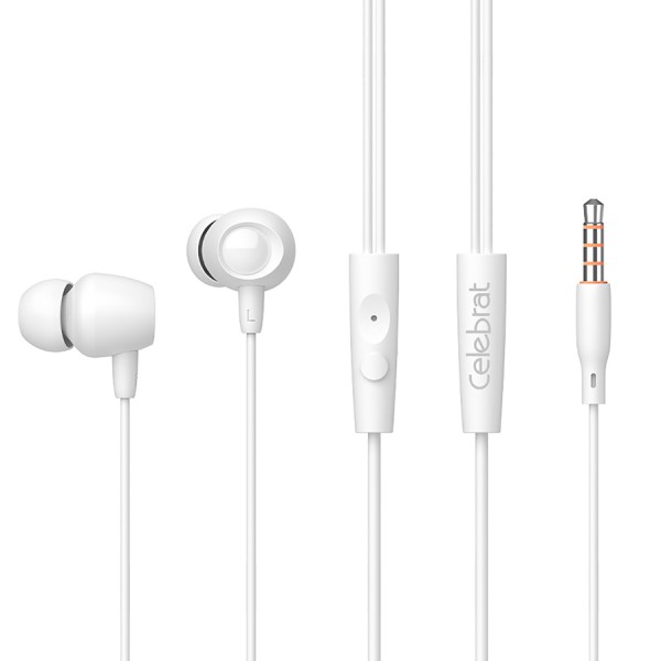 CELEBRAT Earphones Fly 1 με μικρόφωνο, 10mm, 3.5mm, 1.2m, λευκά