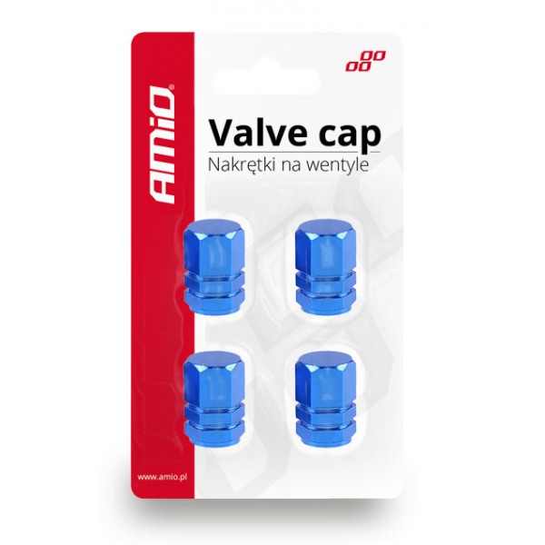 AMIO Καπάκι βαλβίδας τροχού 02239, αλουμινίου, μπλε, 4τμχ