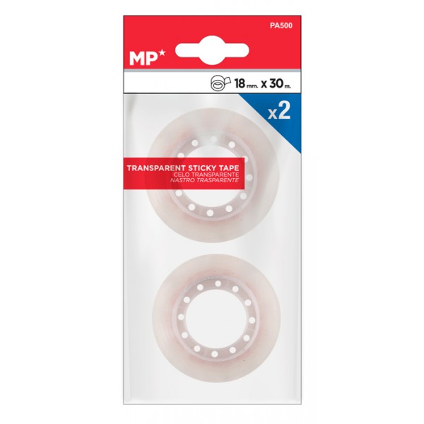 MP κολλητική ταινία PA500, διάφανη, 18mm, 30m, 2τμχ