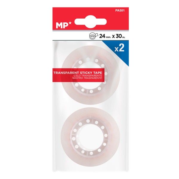 MP κολλητική ταινία PA501, διάφανη, 24mm, 30m, 2τμχ MP κολλητική ταινία PA501, διάφανη, 24mm, 30m, 2τμχ