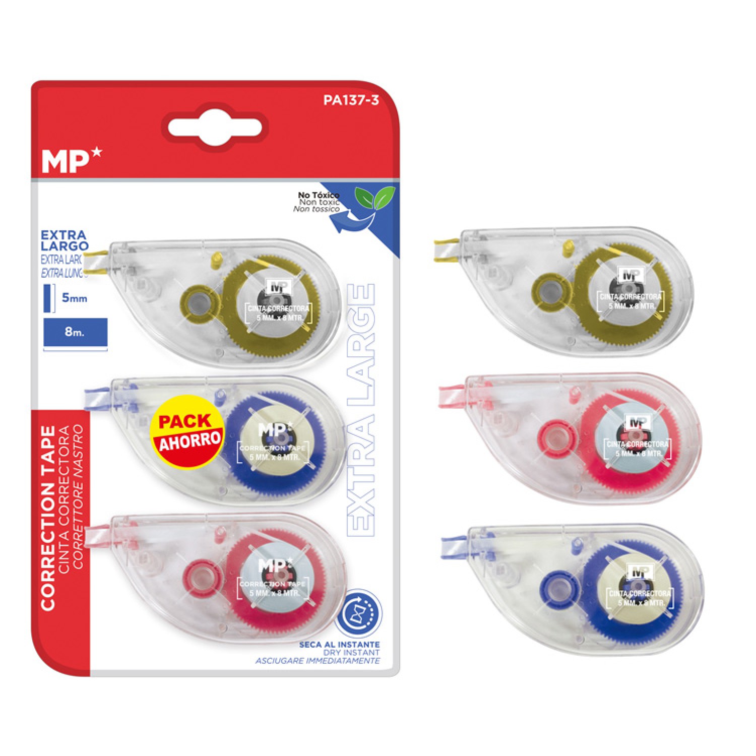 MP διορθωτική ταινία PA137-3, 5mm x 8m, σετ 3τμχ MP διορθωτική ταινία PA137-3, 5mm x 8m, σετ 3τμχ