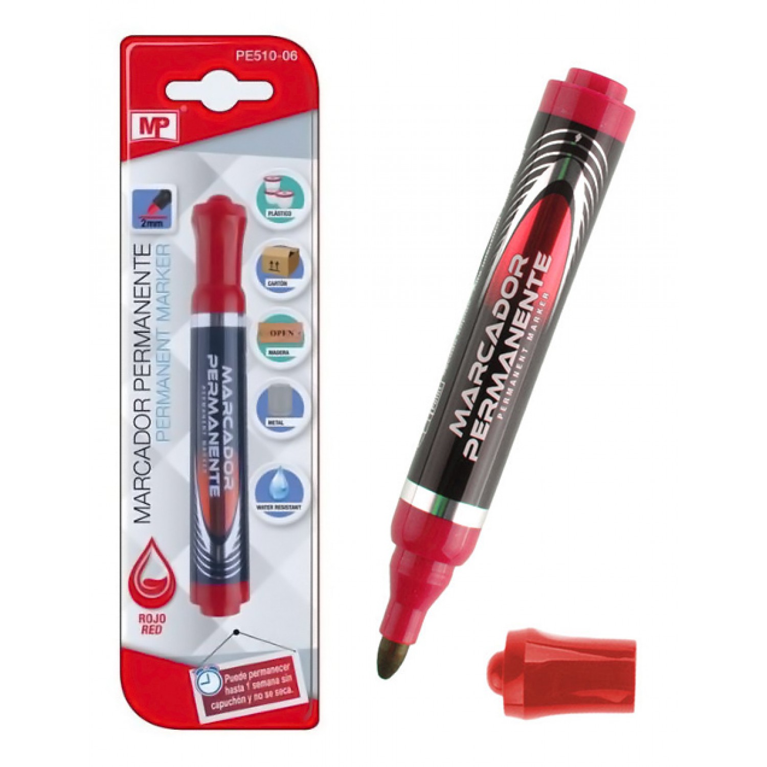 MP ανεξίτηλος μαρκαδόρος PE510-06, 2mm, κόκκινος