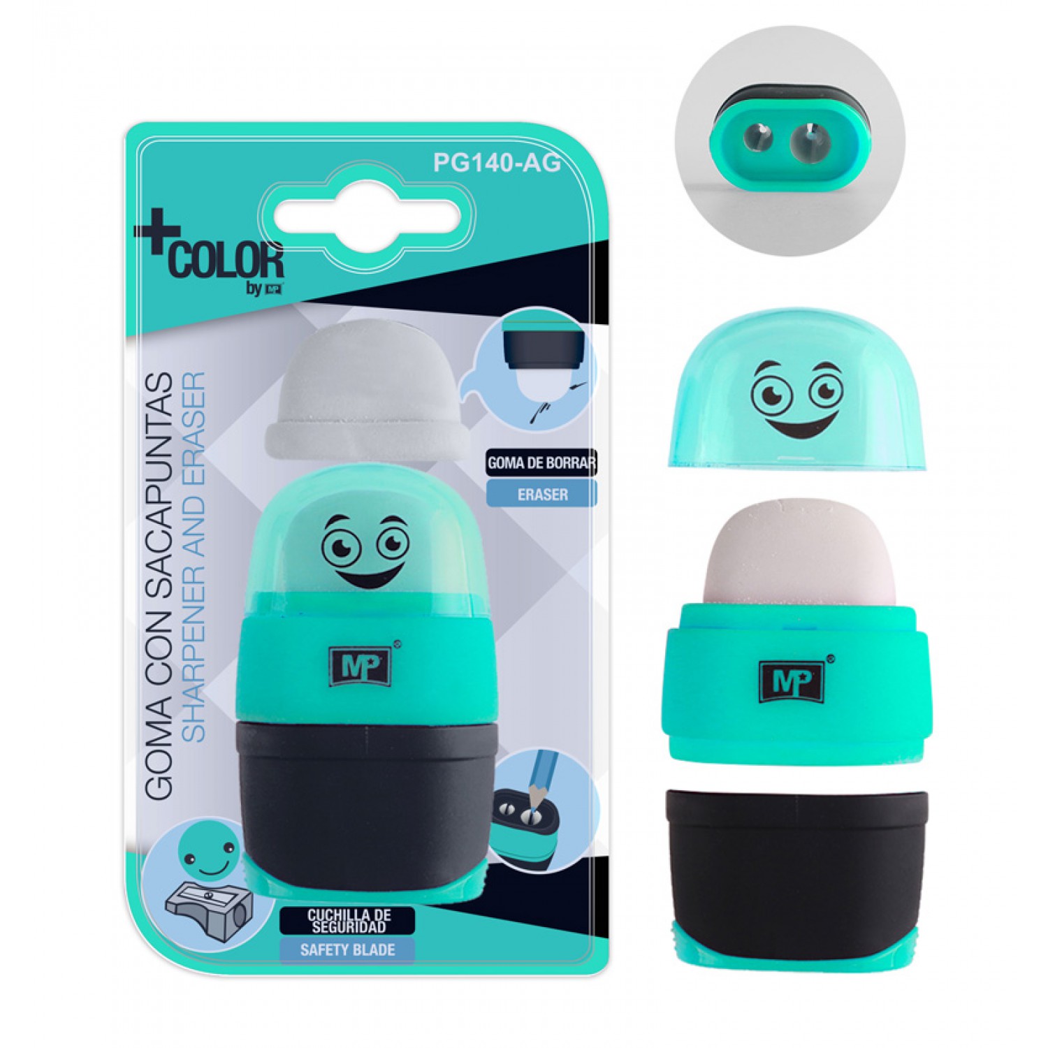 MP γόμα και ξύστρα με κάδο PG140-AG, πράσινη MP γόμα και ξύστρα με κάδο PG140-AG, πράσινη