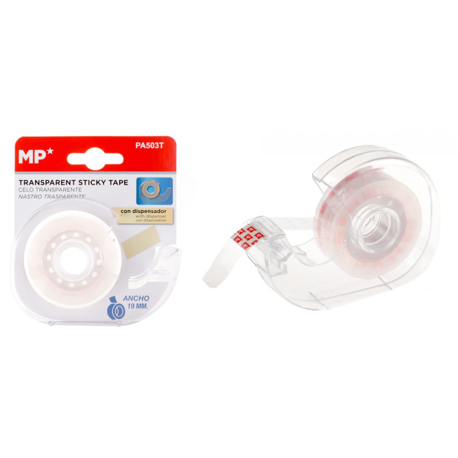 MP βάση και κολλητική ταινία PA503T, 19mm, διάφανη MP βάση και κολλητική ταινία PA503T, 19mm, διάφανη