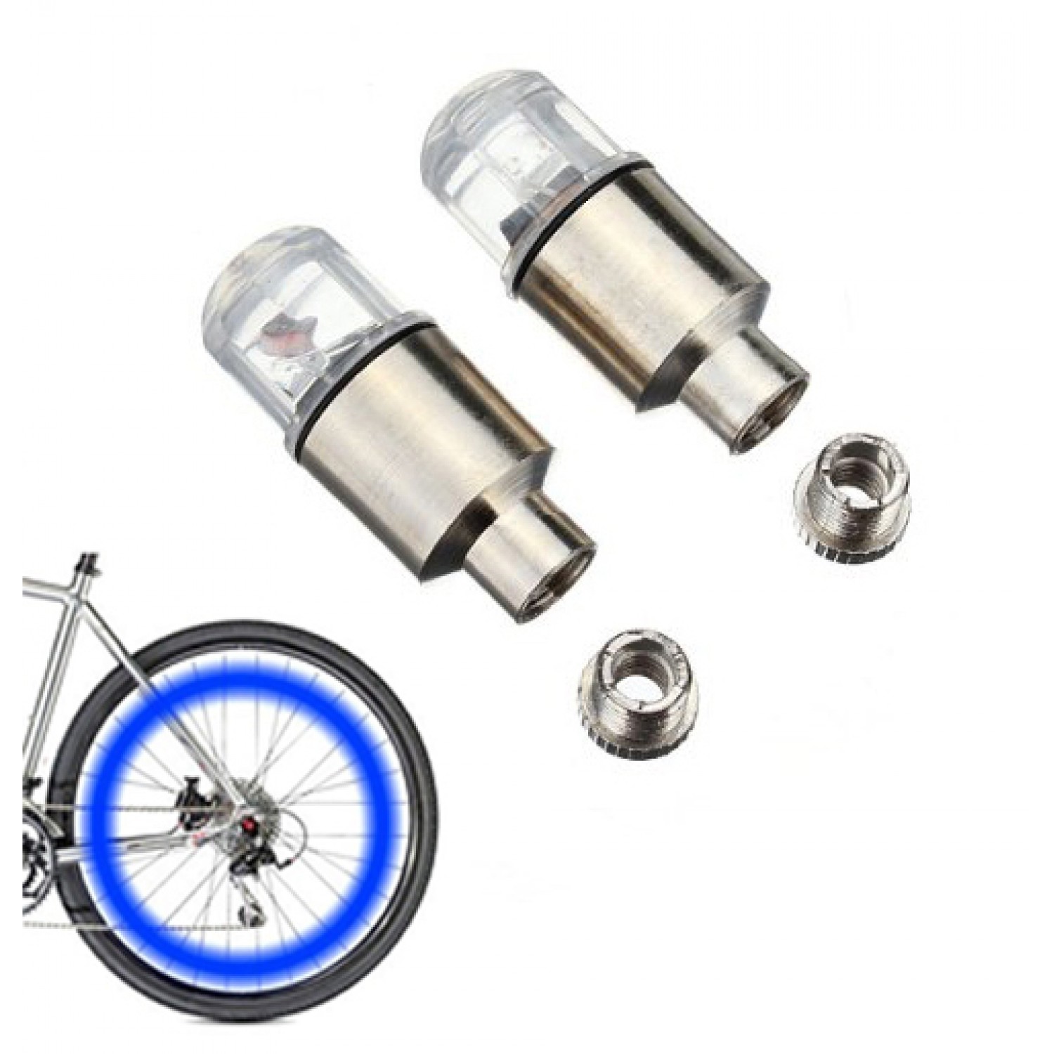 Καπάκι βαλβίδας ποδηλάτου με φως, 2 τμχ, μπλε