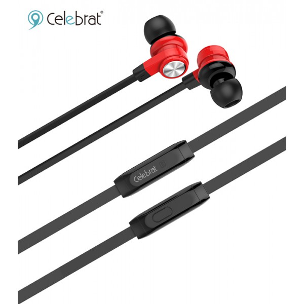 CELEBRAT earphones με μικρόφωνο D9, 10mm, 3.5mm, 1.2m, κόκκινα CELEBRAT earphones με μικρόφωνο D9, 10mm, 3.5mm, 1.2m, κόκκινα