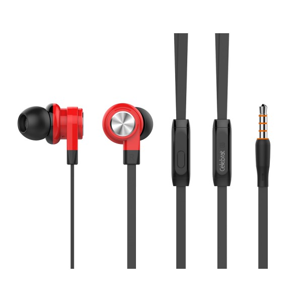 CELEBRAT earphones με μικρόφωνο D9, 10mm, 3.5mm, 1.2m, κόκκινα CELEBRAT earphones με μικρόφωνο D9, 10mm, 3.5mm, 1.2m, κόκκινα