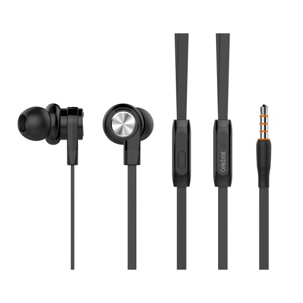 CELEBRAT earphones με μικρόφωνο D9, 10mm, 3.5mm, 1.2m, μαύρα