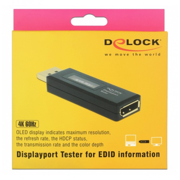 DELOCK DisplayPort tester 63338 για EDID πληροφορίες, με OLED οθόνη