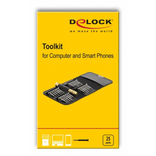 DELOCK σετ κατσαβιδιών για υπολογιστές και smartphones 64068, 25τμχ DELOCK σετ κατσαβιδιών για υπολογιστές και smartphones 64068, 25τμχ
